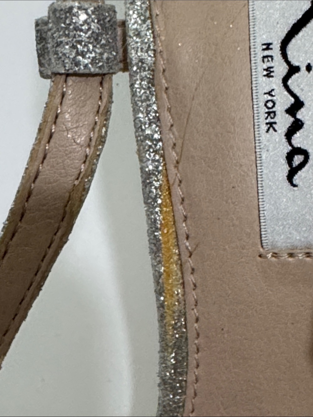 Nina New York Silver Glitter Peep Toe Slingback Heels Size 9.5M - Picture 8 of 8
